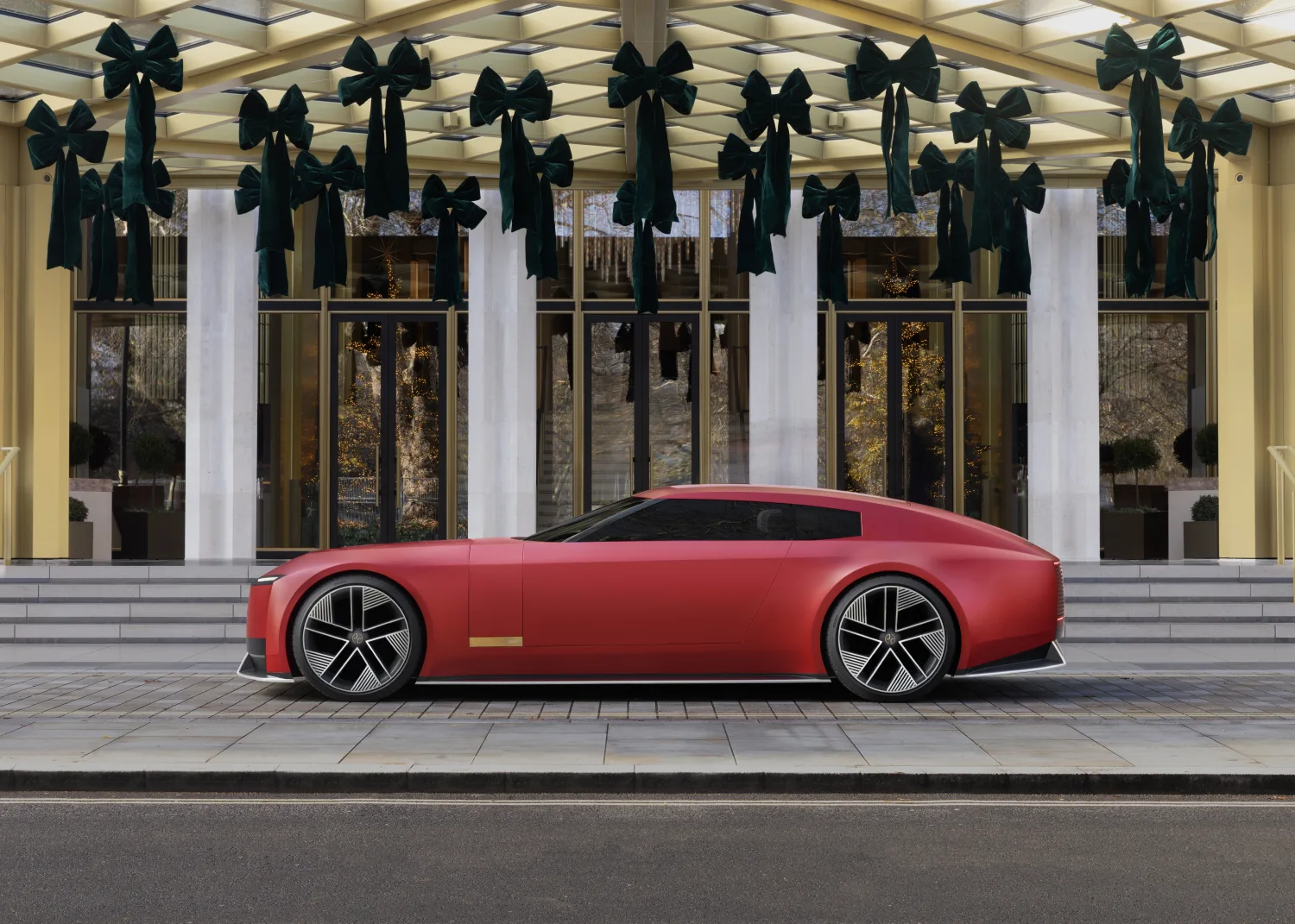 Jaguar Type 00 in London Red voor The Chancery Rosewood
